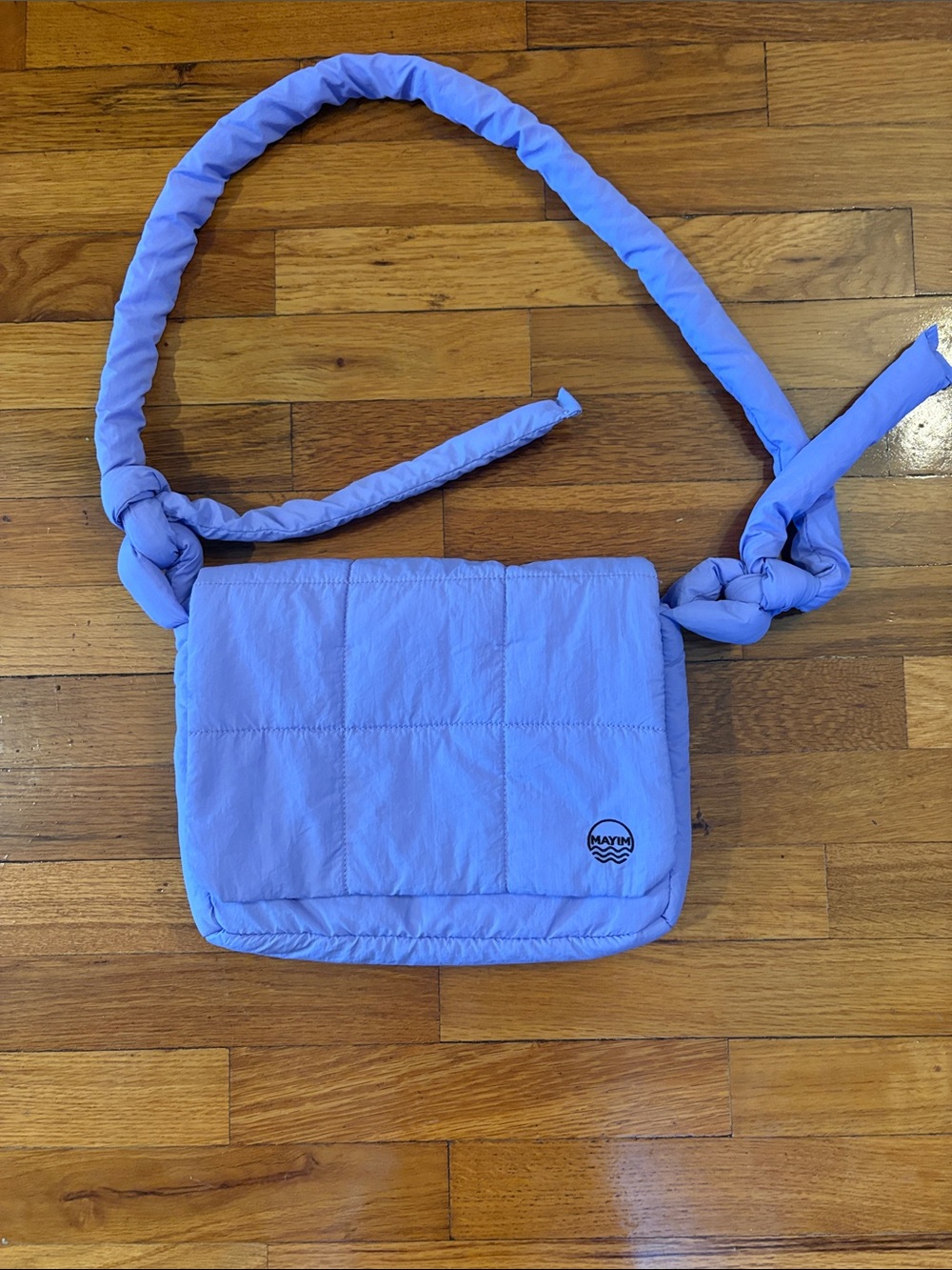 Mayim Quilted Puffer Messenger Bag, Lilac - Like New